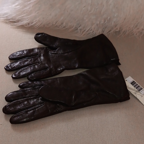 Express brown leather cashmere lambswool lined gloves NWT - Picture 3 of 6